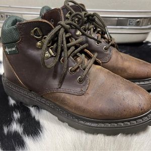 Vtg Eastland Women Sz 6.5 M Brown Leather Collar Ankle Boots USA festival BOHO